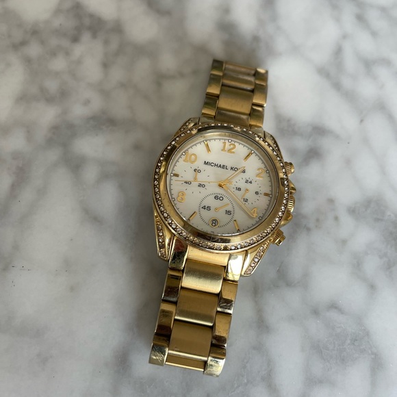 Gold Michael Kors watch with crystal bezel. Chronograph Ritz 37mm - Picture 11 of 11